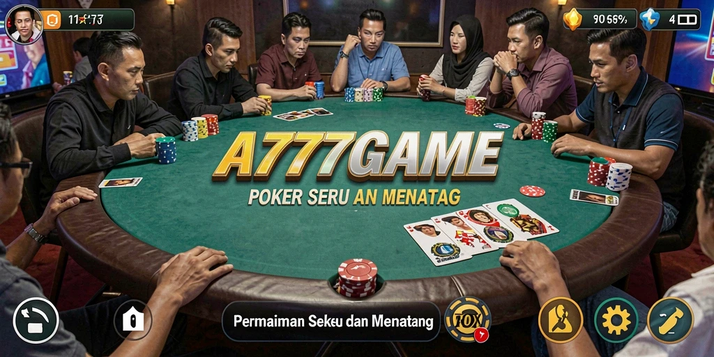 Tampilan utama A777GAME dengan gameplay Poker yang menarik.