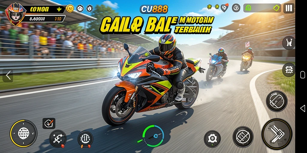Tampilan menarik dalam gameplay balap motor CU888 yang intens.