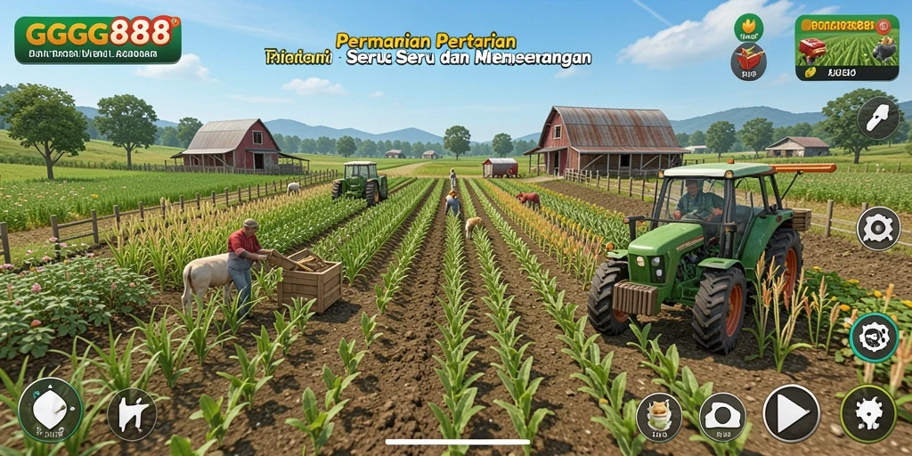 Screenshot GGG888 menampilkan gameplay bertani yang menarik dan interaktif.