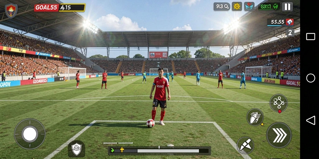 Cuplikan gameplay GOAL55 yang menunjukkan aksi menarik di lapangan.
