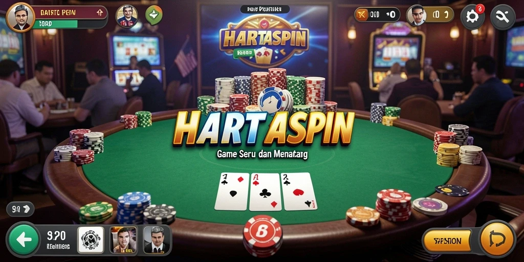Screenshot gameplay HARTASPIN yang menunjukkan pemain bersaing dalam turnamen Poker.