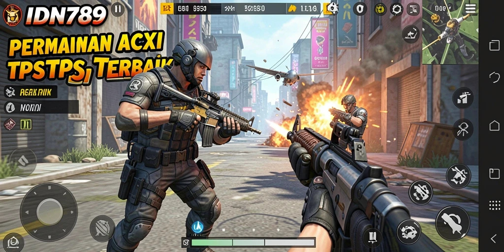 Tangkapan layar dari gameplay seru di IDN789, menampilkan aksi pertempuran TPS.