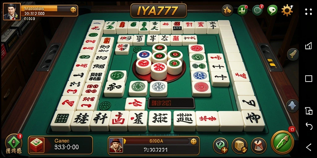 Tampilan gameplay seru dari IYA777 dengan elemen Mahjong yang menarik.