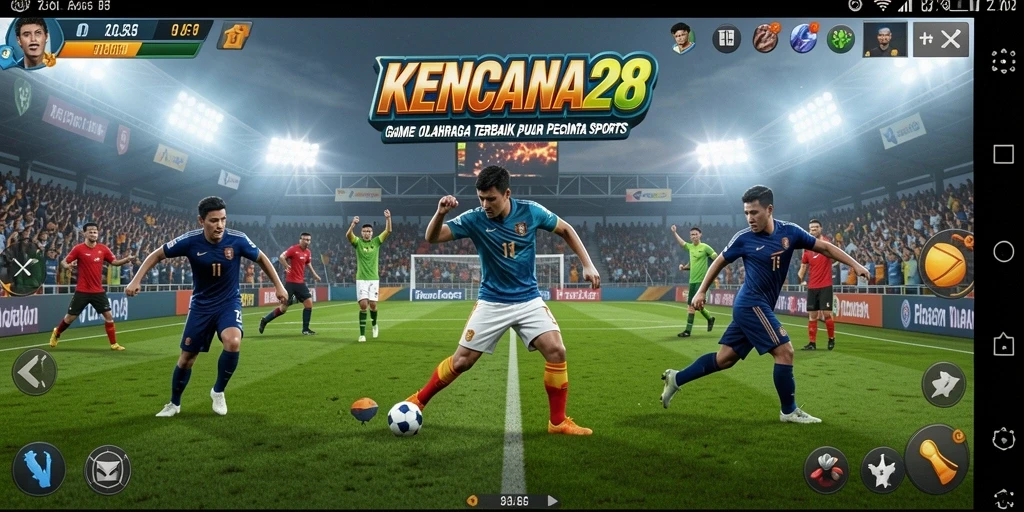 Tangkapan layar gameplay KENCANA28 yang menunjukkan aksi seru permainan olahraga.
