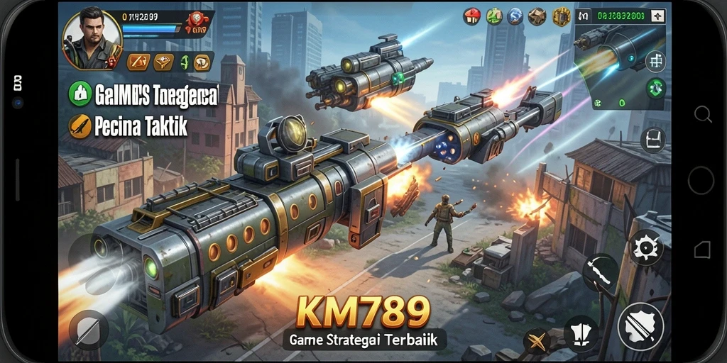 Screenshot menunjukkan karakter dan strategi dalam pertempuran