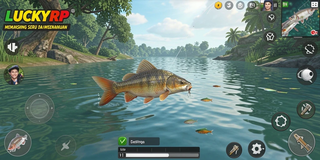 Tampilan gameplay Fishing yang mendebarkan di LUCKYRP.