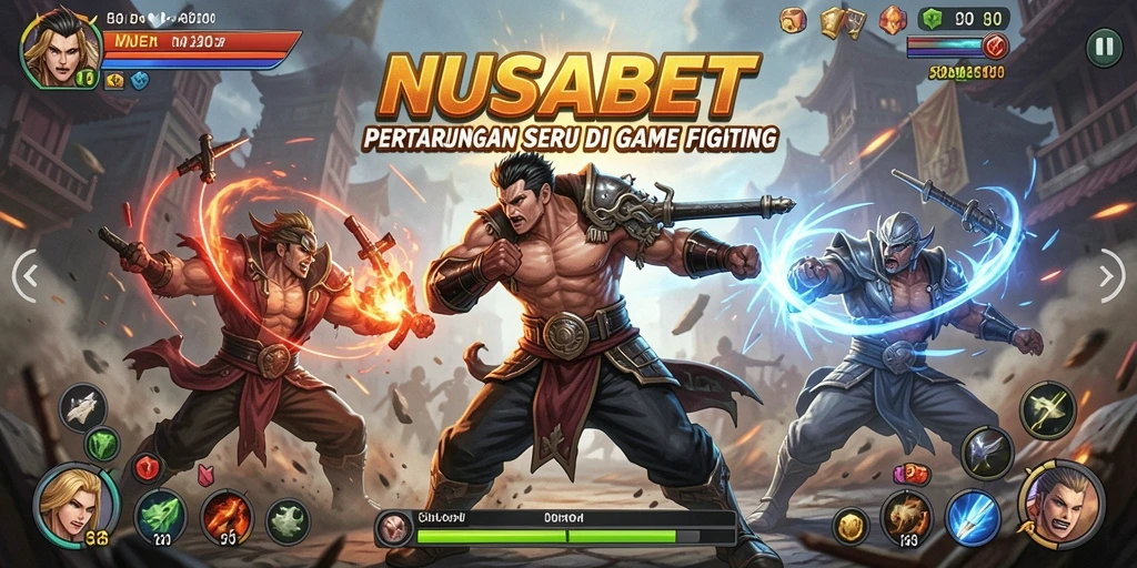 Tampilan pertarungan seru dalam NUSABET dengan karakter beraksi.
