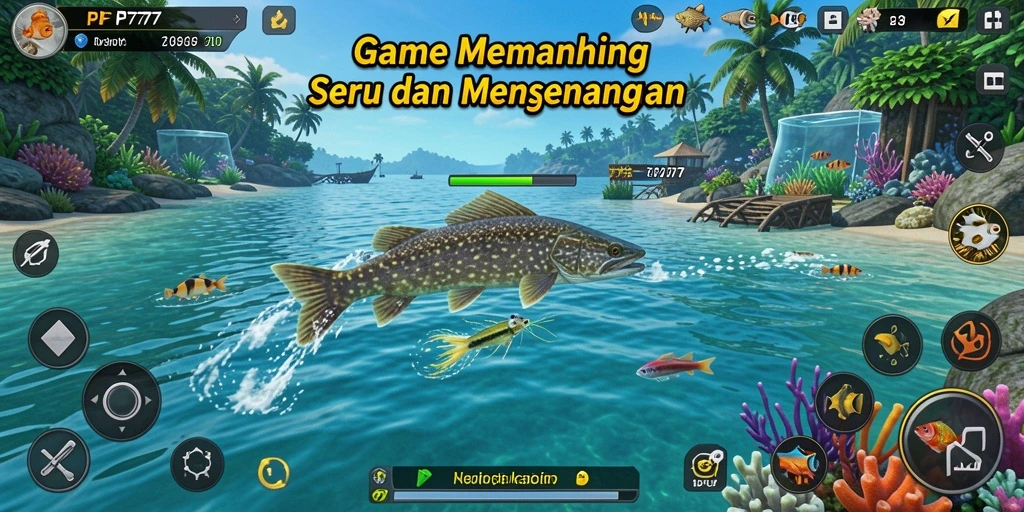 Tampilan gameplay PF777 yang mendebarkan saat memancing ikan.