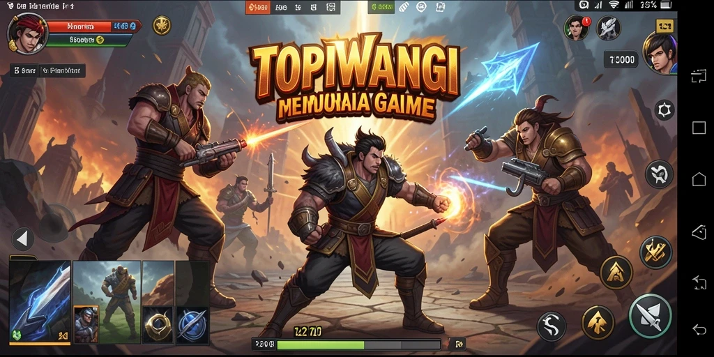 Tangkapan layar gameplay TOPIWANGI menampilkan aksi pertarungan seru.